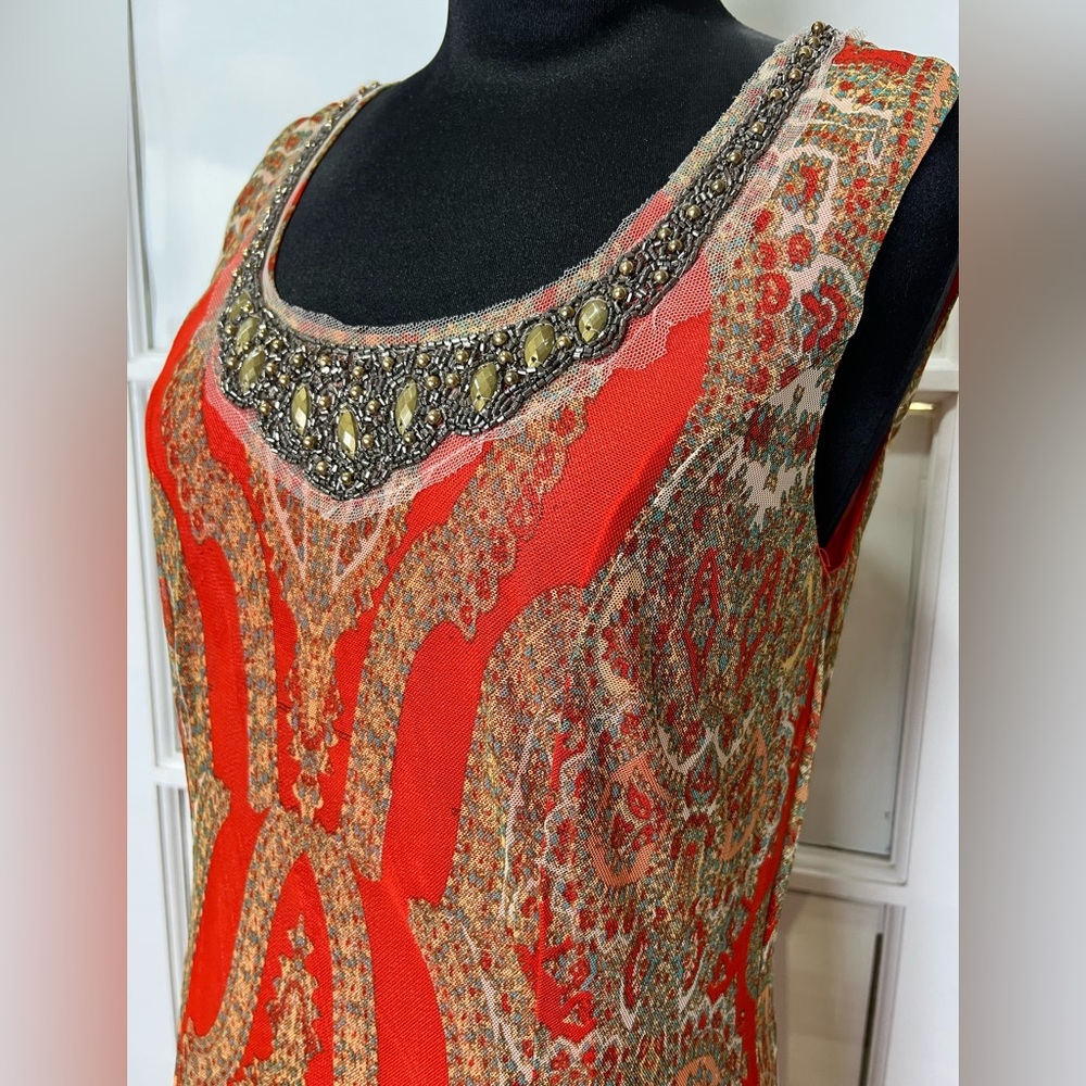 Reba Maxi Red Dress with Scoop Neck-line - Bohemian Style - Picture 4 of 6